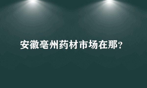 安徽亳州药材市场在那？