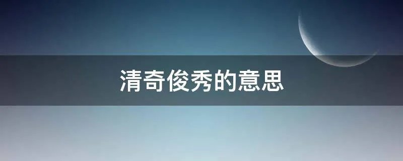 清奇俊秀的意思