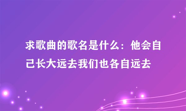 求歌曲的歌名是什么：他会自己长大远去我们也各自远去