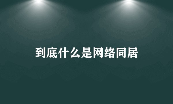 到底什么是网络同居