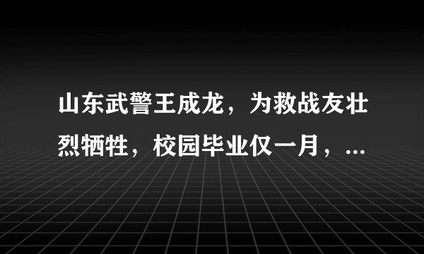 山东武警王成龙，为救战友壮烈牺牲，校园毕业仅一月，追记一等功