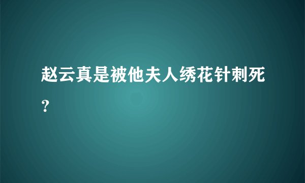 赵云真是被他夫人绣花针刺死?