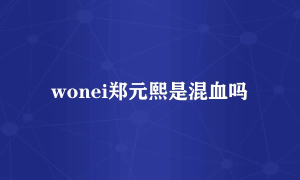 wonei郑元熙是混血吗