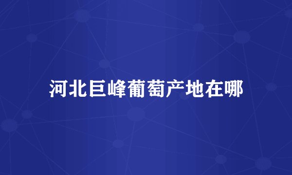 河北巨峰葡萄产地在哪
