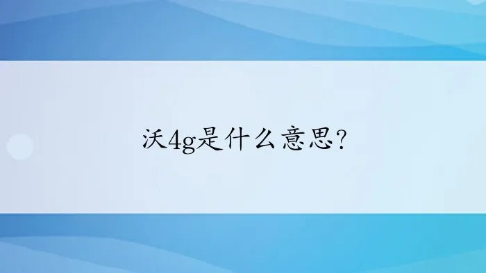 沃4g是什么意思？