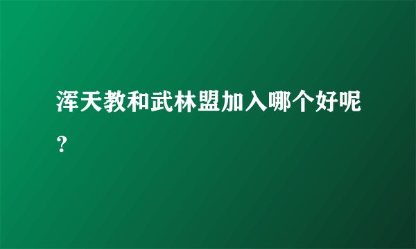 浑天教和武林盟加入哪个好呢？