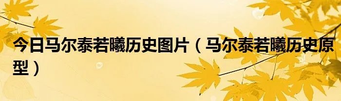 今日马尔泰若曦历史图片（马尔泰若曦历史原型）