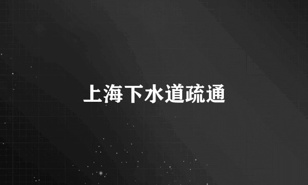 上海下水道疏通