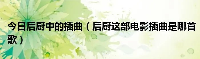 今日后厨中的插曲(后厨这部电影插曲是哪首歌)