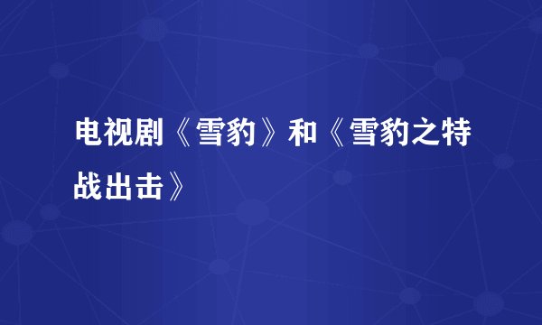 电视剧《雪豹》和《雪豹之特战出击》