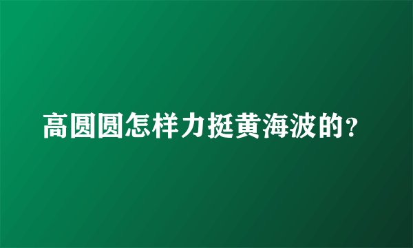 高圆圆怎样力挺黄海波的？