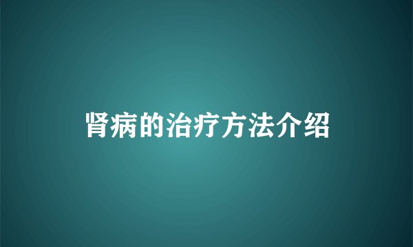 肾病的治疗方法介绍