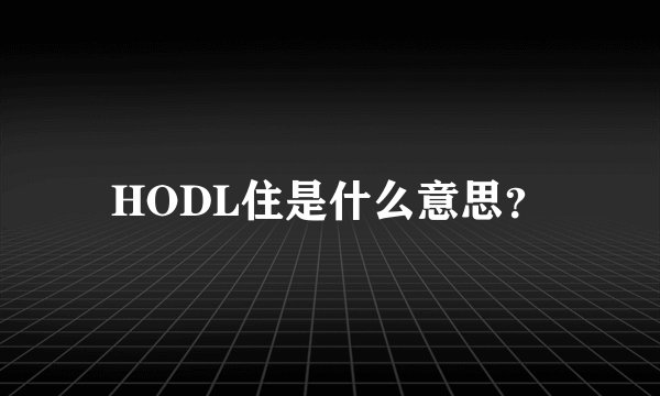 HODL住是什么意思？