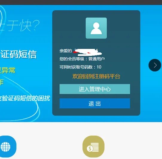 y码验证码的平台界面