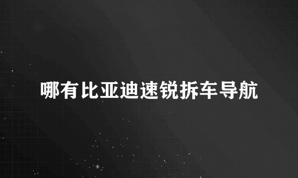 哪有比亚迪速锐拆车导航