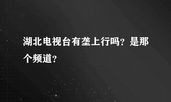 湖北电视台有垄上行吗？是那个频道？