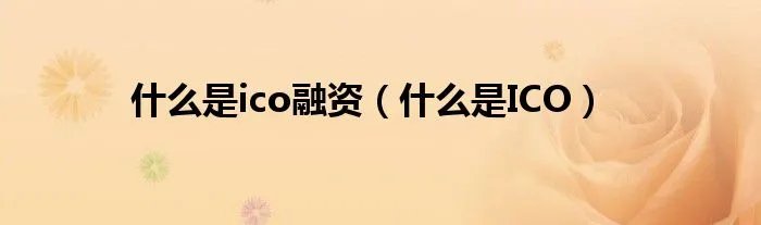 什么是ico融资（什么是ICO）