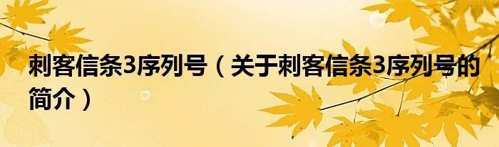 刺客信条3序列号（关于刺客信条3序列号的简介）