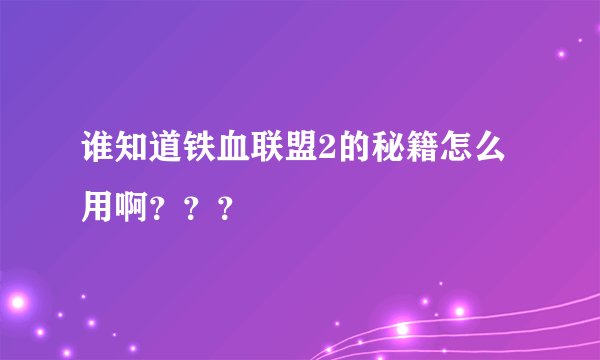 谁知道铁血联盟2的秘籍怎么用啊???