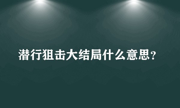 潜行狙击大结局什么意思？