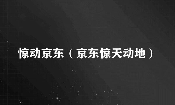 惊动京东(京东惊天动地)