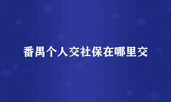 番禺个人交社保在哪里交