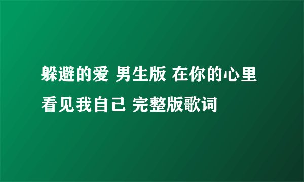 躲避的爱 男生版 在你的心里看见我自己 完整版歌词
