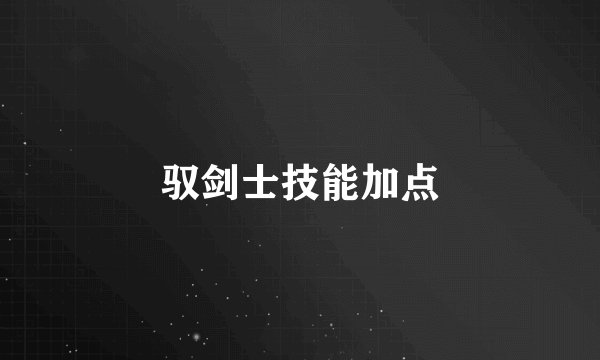 驭剑士技能加点
