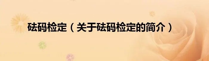 砝码检定(关于砝码检定的简介)