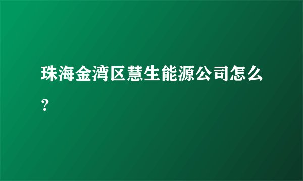 珠海金湾区慧生能源公司怎么？