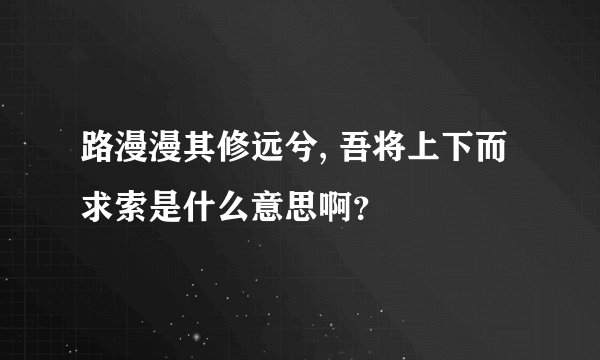 路漫漫其修远兮, 吾将上下而求索是什么意思啊？