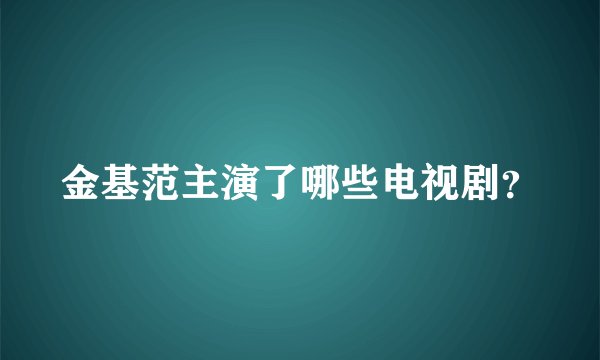 金基范主演了哪些电视剧？