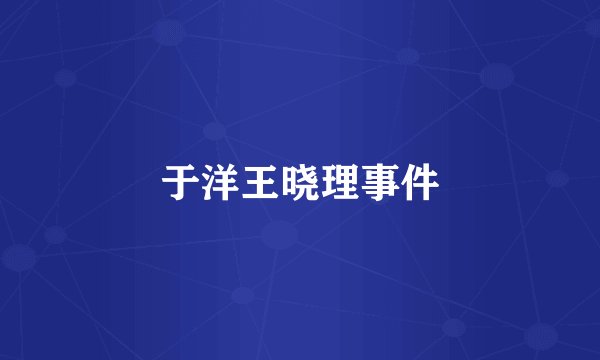 于洋王晓理事件
