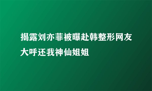 揭露刘亦菲被曝赴韩整形网友大呼还我神仙姐姐