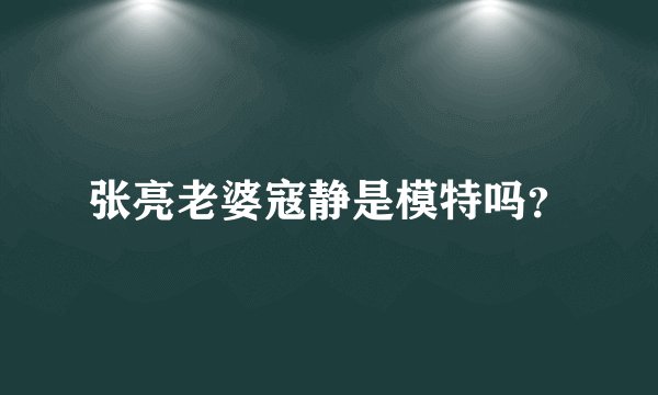 张亮老婆寇静是模特吗？