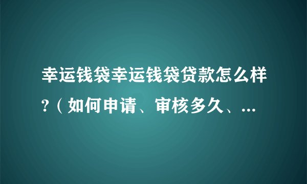 幸运钱袋幸运钱袋贷款怎么样?(如何申请、审核多久、好下款吗)