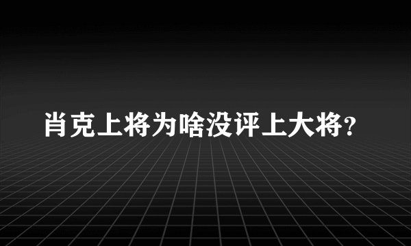 肖克上将为啥没评上大将？