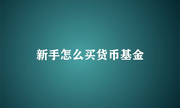 新手怎么买货币基金