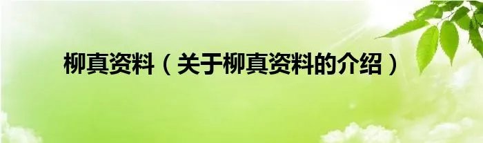 柳真资料（关于柳真资料的介绍）