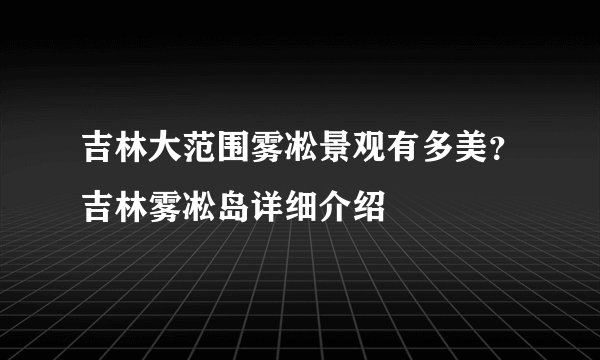 吉林大范围雾凇景观有多美?吉林雾凇岛详细介绍