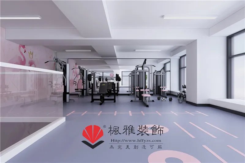 合肥健身工作室装修，粉色系INS风健身房设计效果图