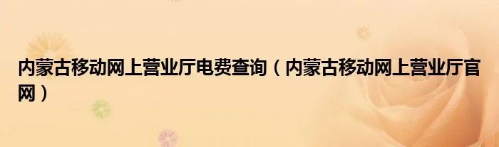 内蒙古移动网上营业厅电费查询（内蒙古移动网上营业厅官网）