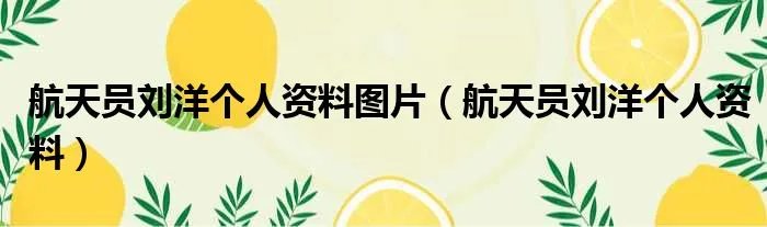 航天员刘洋个人资料图片(航天员刘洋个人资料)