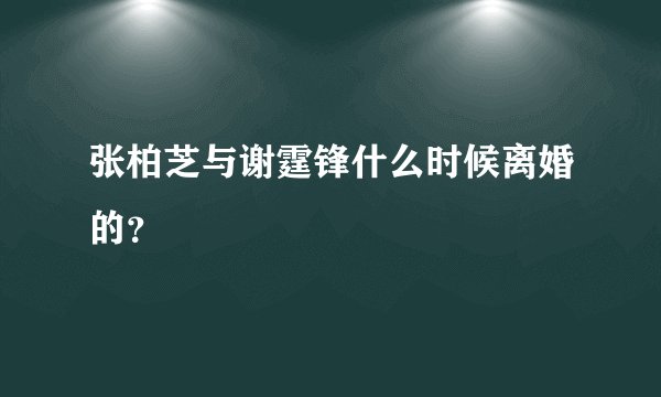 张柏芝与谢霆锋什么时候离婚的？
