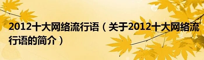 2012十大网络流行语（关于2012十大网络流行语的简介）