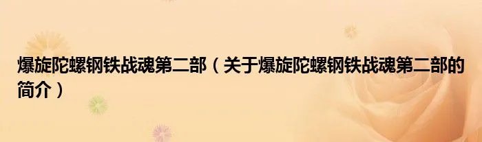 爆旋陀螺钢铁战魂第二部（关于爆旋陀螺钢铁战魂第二部的简介）
