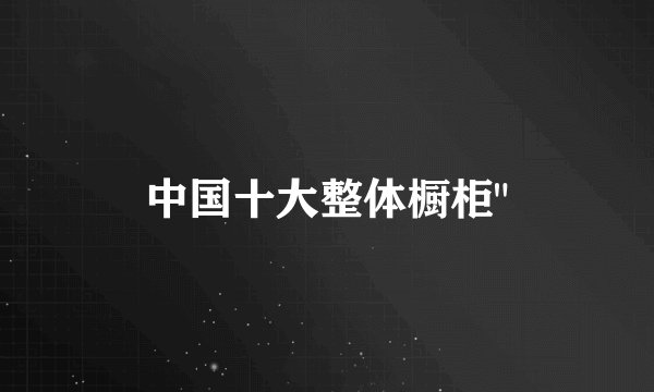 中国十大整体橱柜