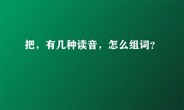 把，有几种读音，怎么组词？