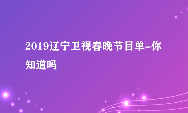 2019辽宁卫视春晚节目单-你知道吗