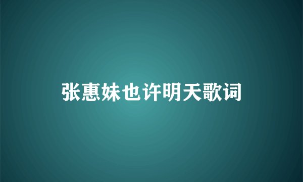 张惠妹也许明天歌词